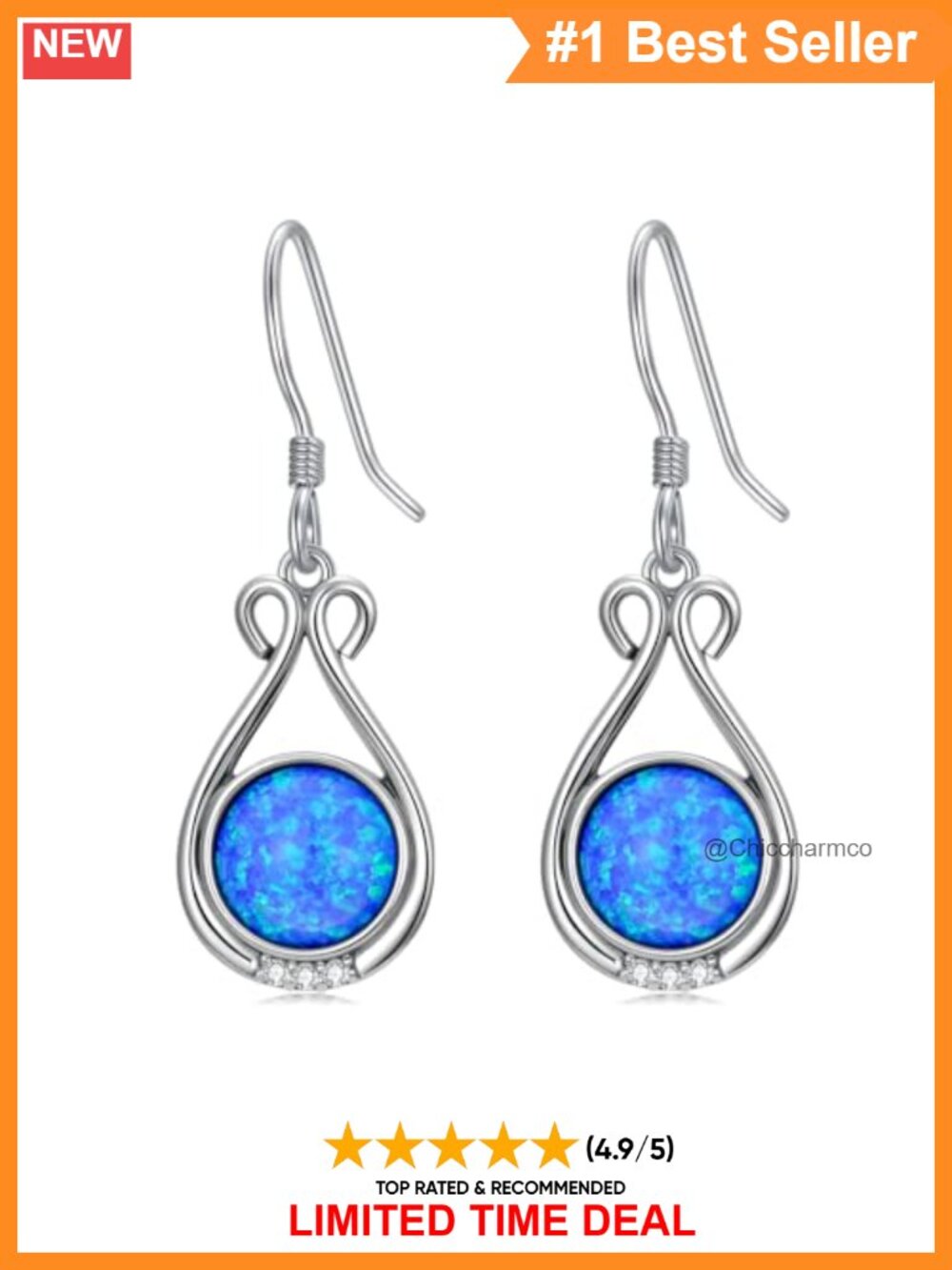 Opal Dangle Earrings 925 Sterling Silver Lab Diamond Halo Drop Gift
